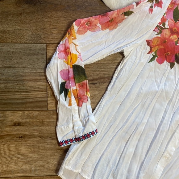 Desigual long-sleeved button down blouse vibrant and colorful floral print - Picture 4 of 9